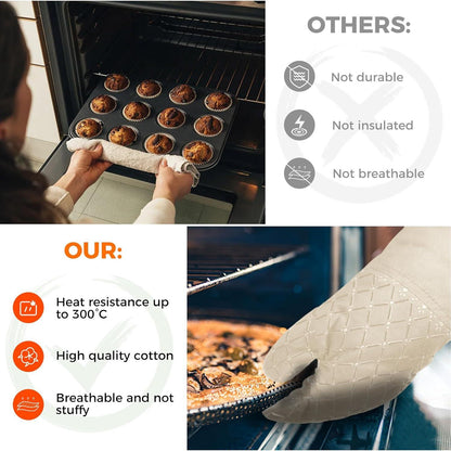 Ofenhandschuh Set: Hitzebeständige Backhandschuhe BBQ Kochhandschuhe 300°C