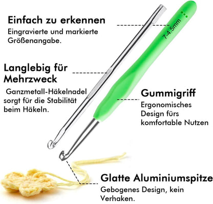 73-teiliges Häkelset für Anfänger mit Gummigriff-Häkelnadeln, Zubehör und Tragetasche