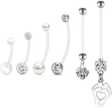 Schwangerschafts Bauchnabel Piercing Set 6 Stück UV Flexible Belly