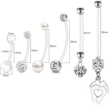 Schwangerschafts-Bauchnabel-Piercing Set 6 Stück UV Flexible