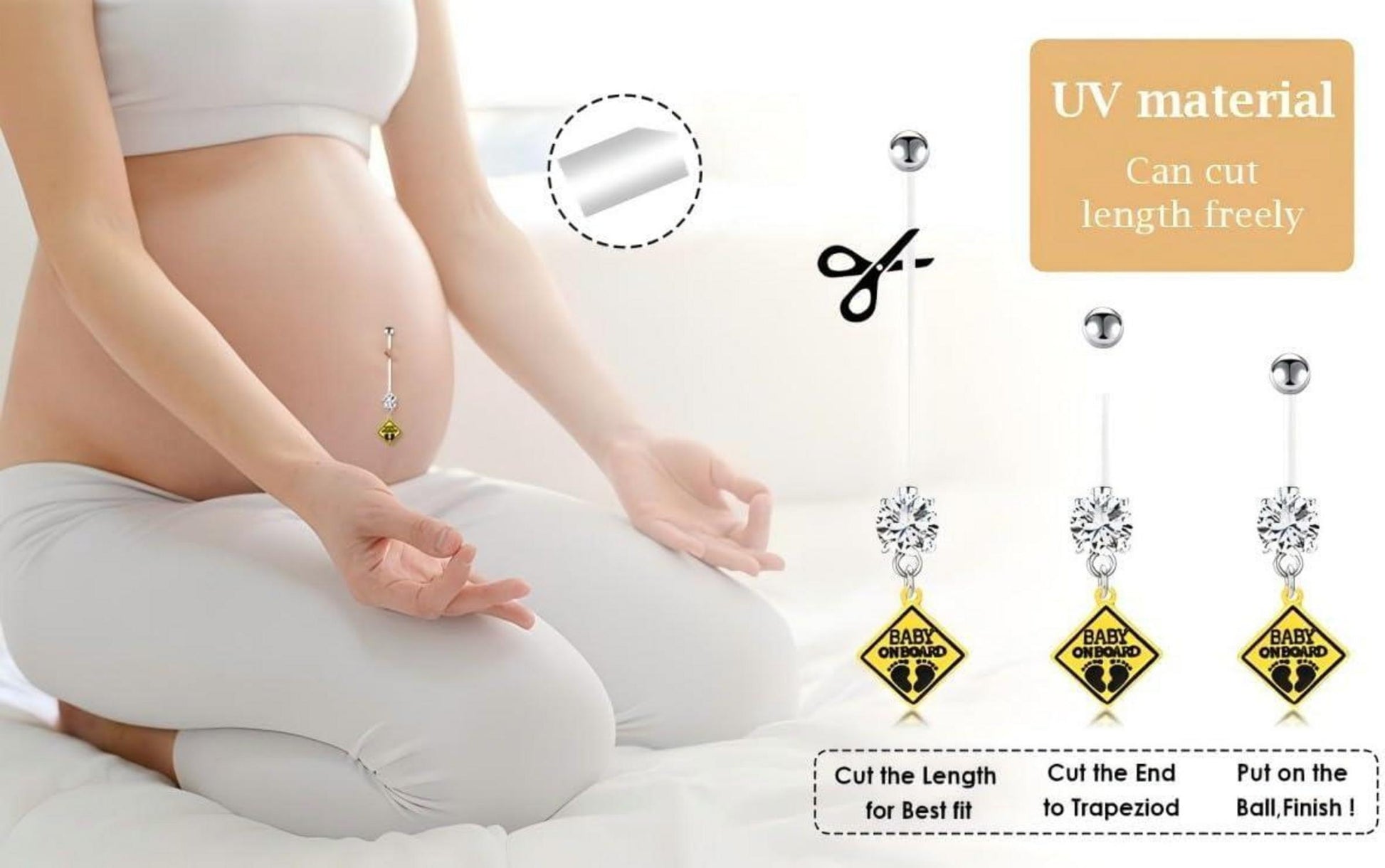 Schwangerschaft Bauchnabelpiercing Flexibel Lang UV 5er Set