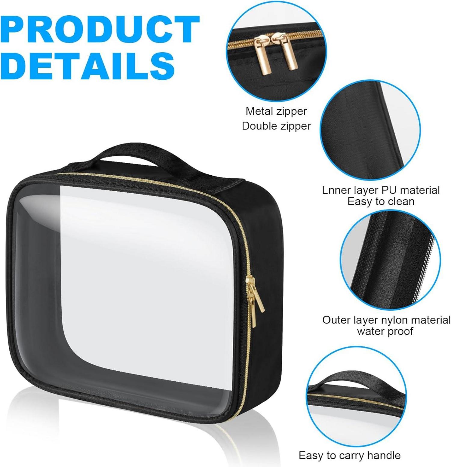 Aucuu Transparente Kulturtasche TSA-Zugelassen, PVC-Reise-Waschtasche