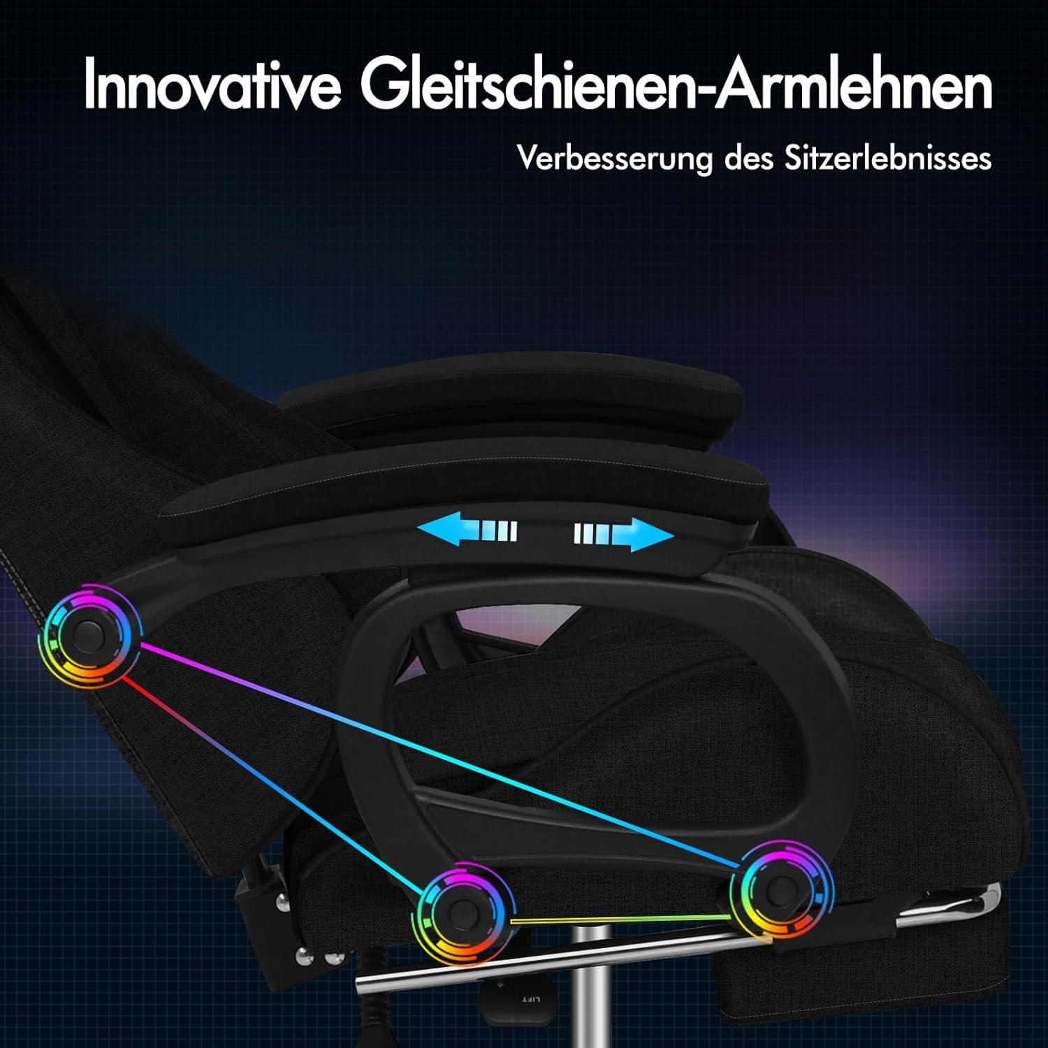 Gamingstuhl Schwarz mit Massage Fußstütze Alles inklusive
