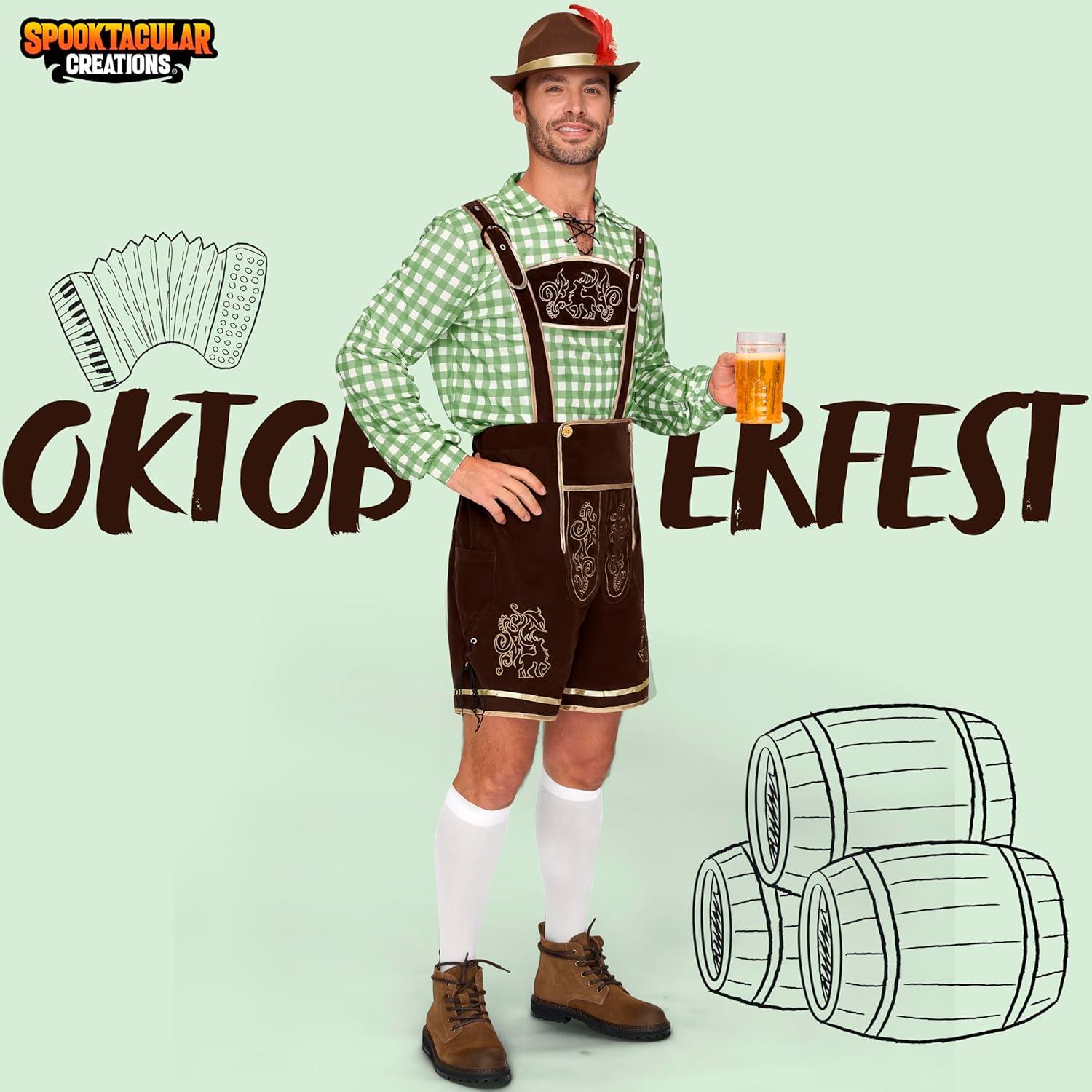 Bayerisches Oktoberfest Herren Kostümset Grün Blau Rot Karo
