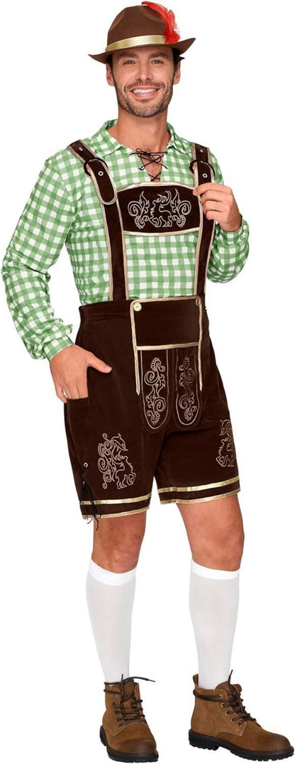 Oktoberfest Herren Kostümset Grün Blau Rot kariert Halloween Bierfest