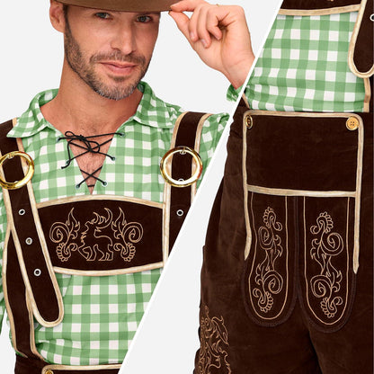 Bayerisches Herren Oktoberfest Kostümset Grün Blau Rot Karo für