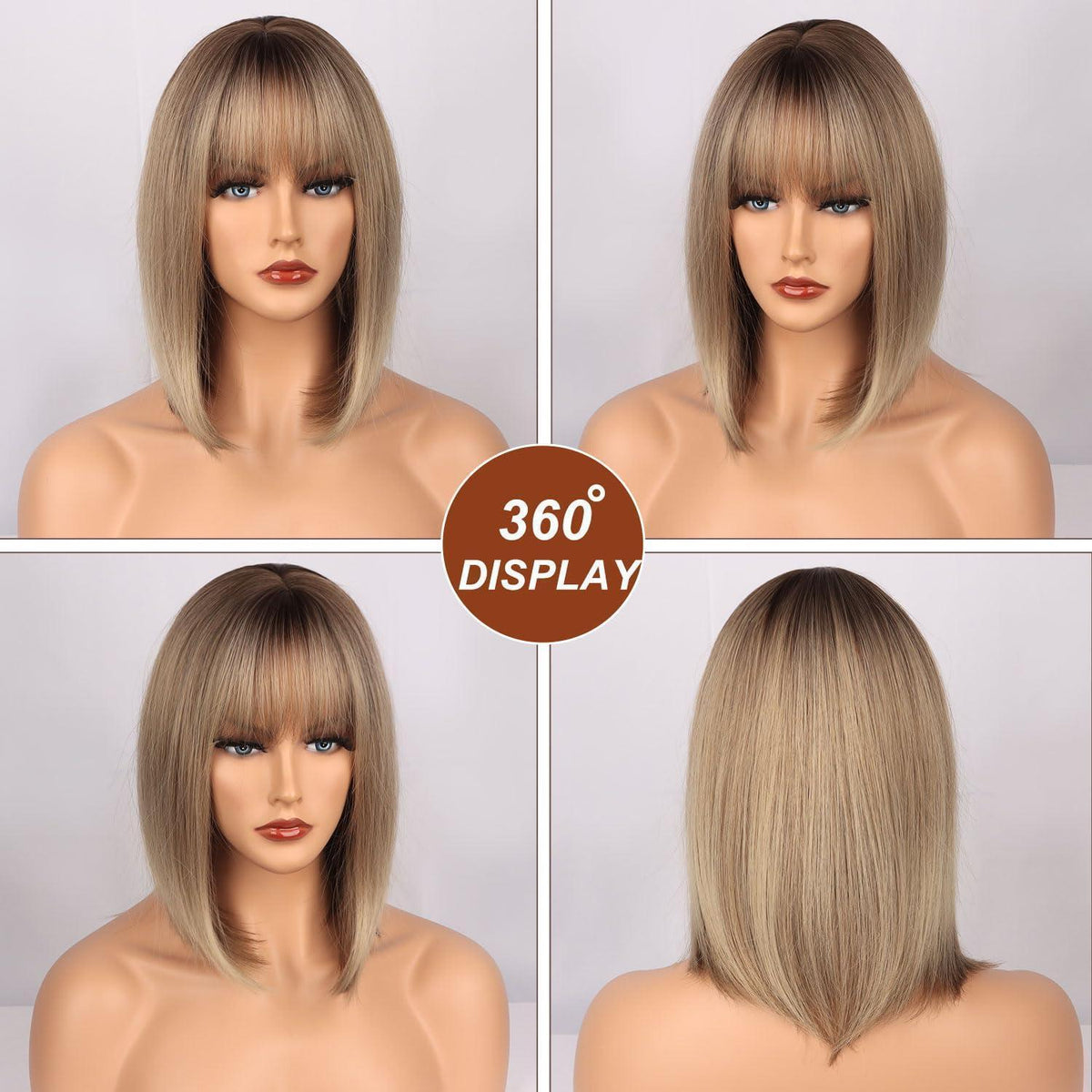 Goldbraune Bob Perücke Damen – Kurz, Natürliche Optik