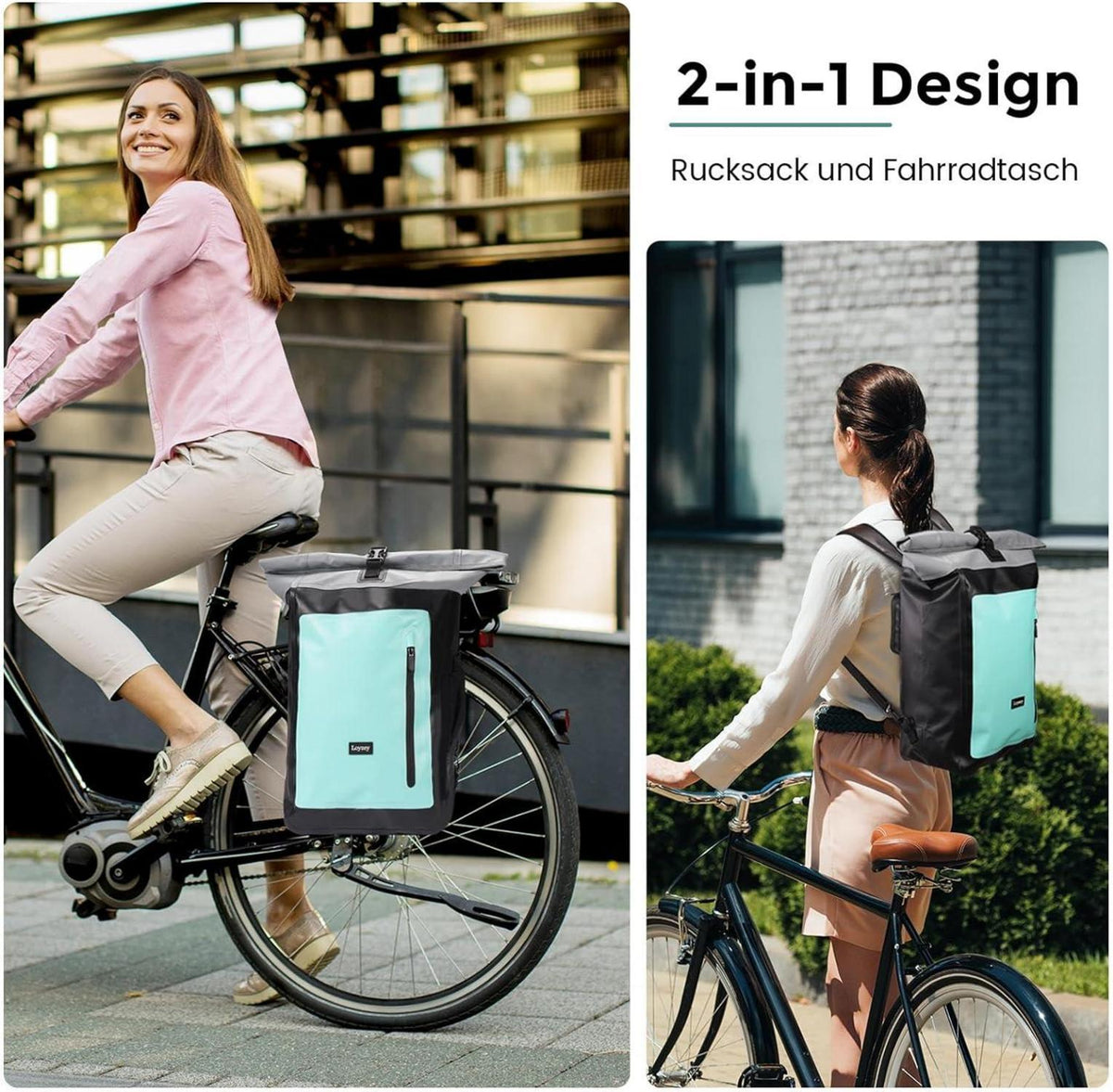 Wasserdichter Fahrradrucksack mit Laptopfach - 28L Mint