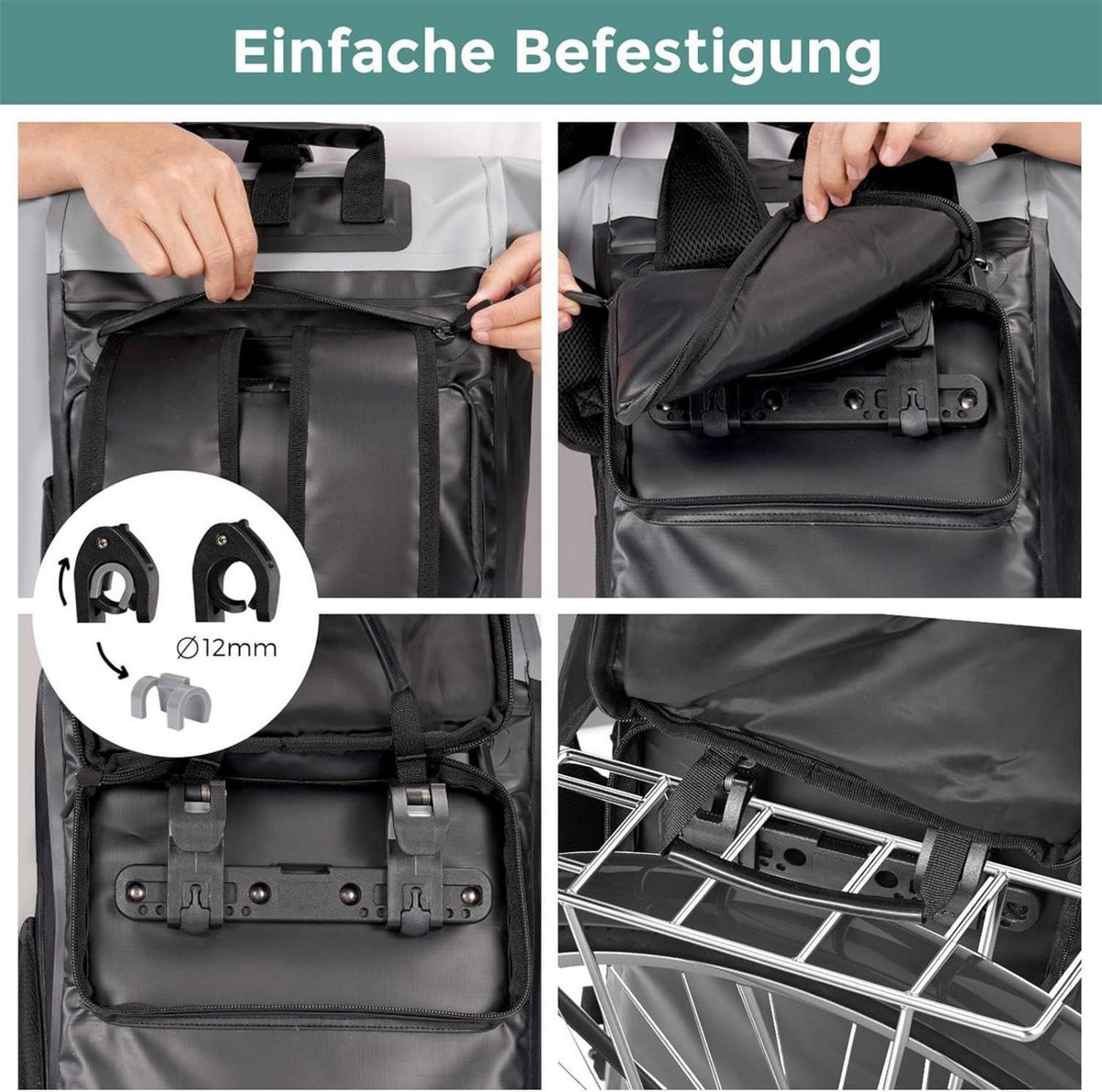 Fahrradtasche 100% Wasserdicht mit Laptopfach - 2-in-1 Rucksack 28L