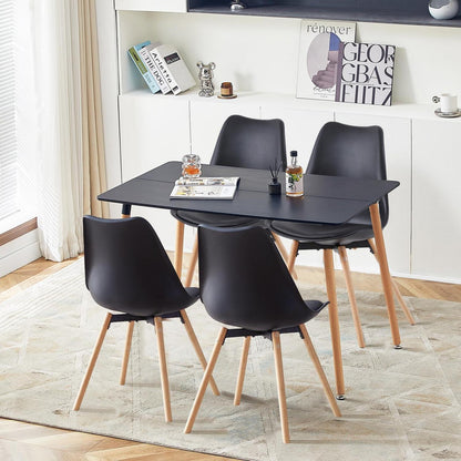 Esszimmergruppe Schwarz: Esstisch + 4 Stühle (110x70 cm)