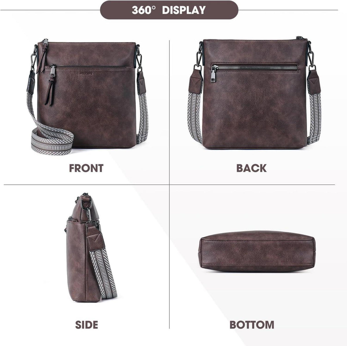 Damen Umhängetasche Mittel Crossbody aus Veganes Leder RFID Schutz