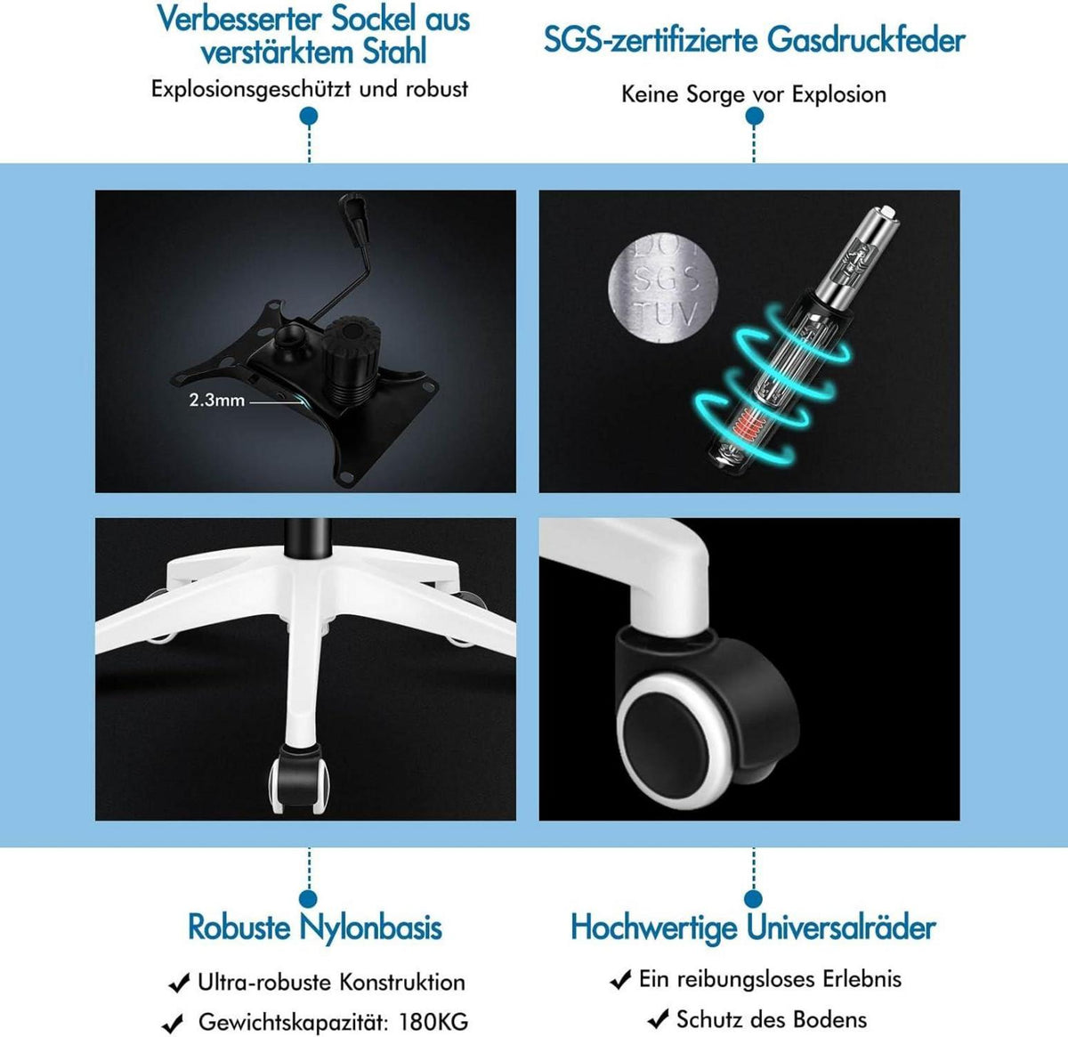 Ergonomischer ALFORDSON Bürostuhl mit Kopfstütze, Lordosenstütze, Drehfunktion