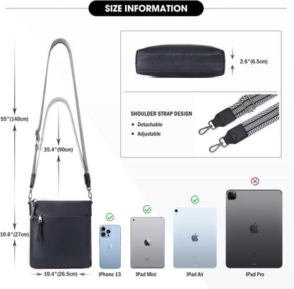 Moderne RFID Umhängetasche Damen Vegan Leder 3 Fächer