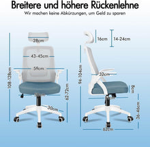 Bürostuhl mit Kopfstütze und Lordosenstütze, Blau/Grau