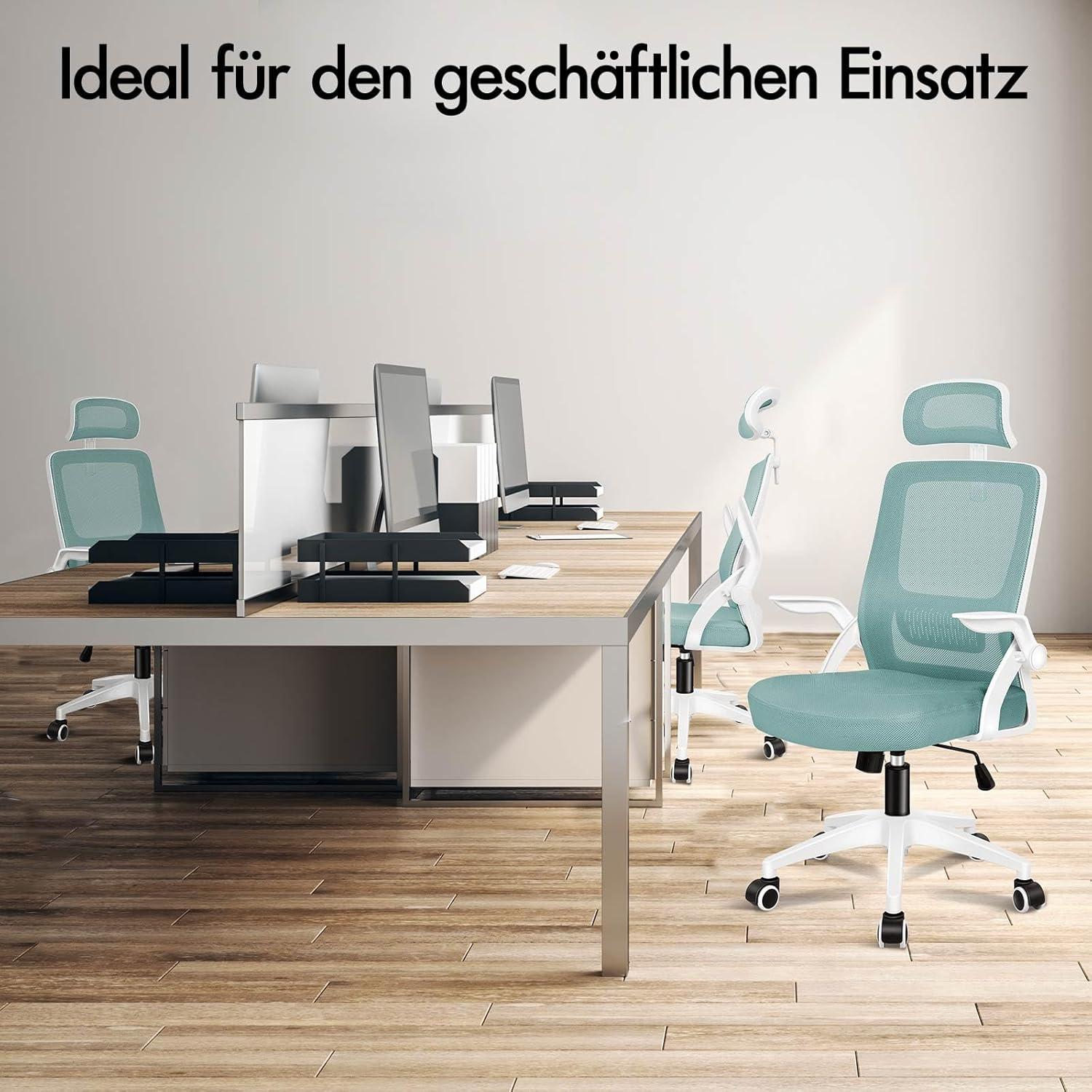 ALFORDSON Bürostuhl mit Kopfstütze Lordosenstütze Cyan
