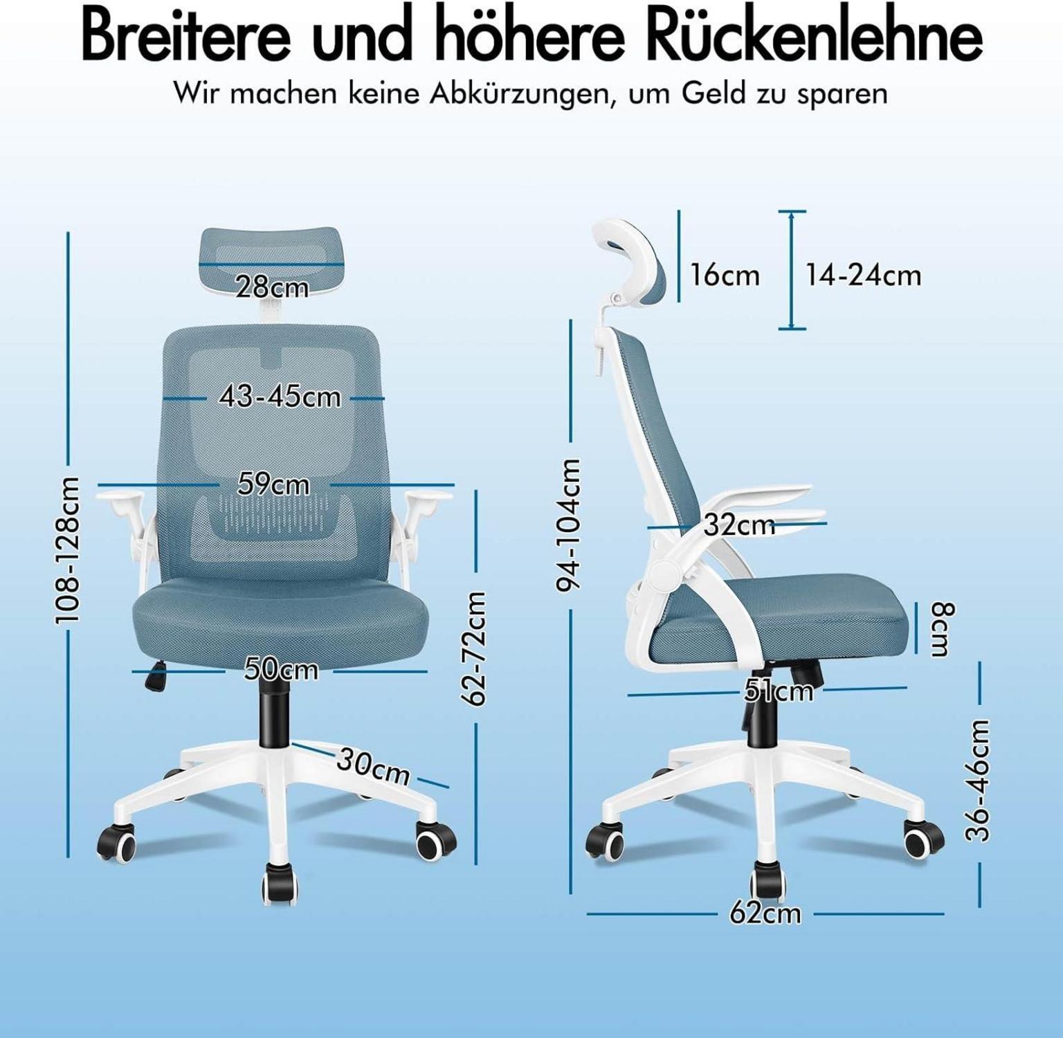 Ergonomischer Mesh-Bürostuhl mit Kopfstütze und