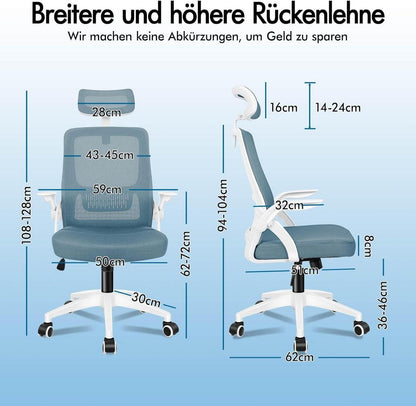 Ergonomischer Mesh-Bürostuhl mit Kopfstütze und