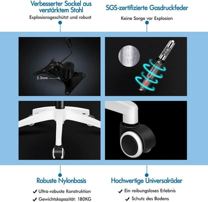 Bürostuhl mit Kopfstütze und Lordosenstütze, Blau