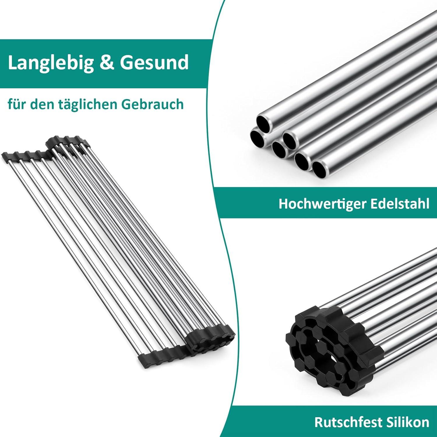 Abtropfgestell Edelstahl für Geschirr & Gemüse über Spülbecken 42,6