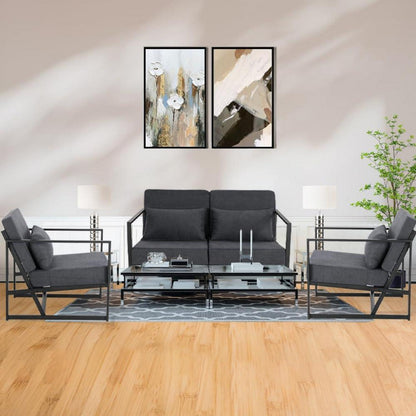 Mingone 2-Sitzer Sofa Dunkelgrau – Bequeme Lounge Couch