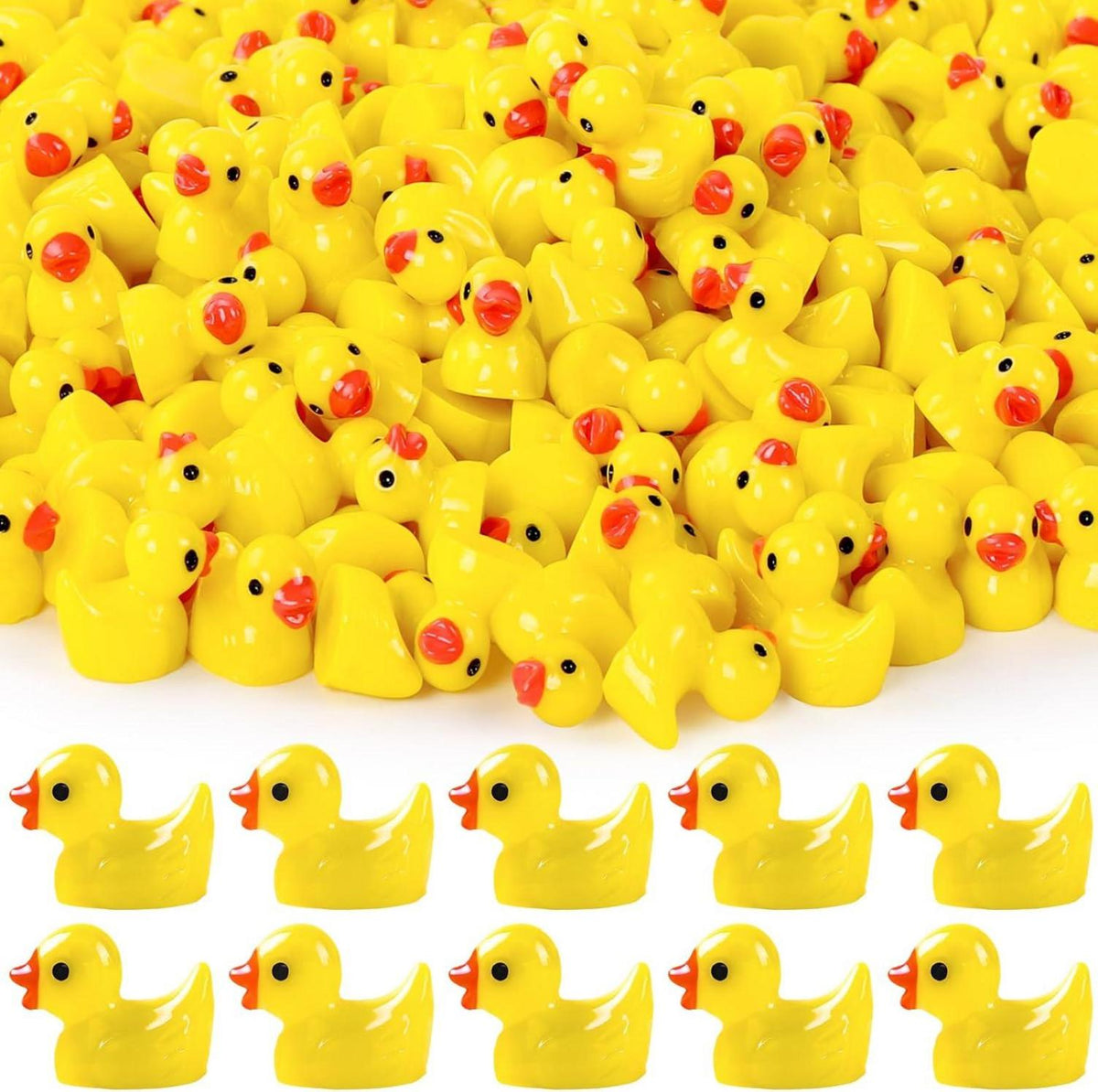 120 Mini Enten Harz Gelb Miniatur Deko für Garten und Aquarium
