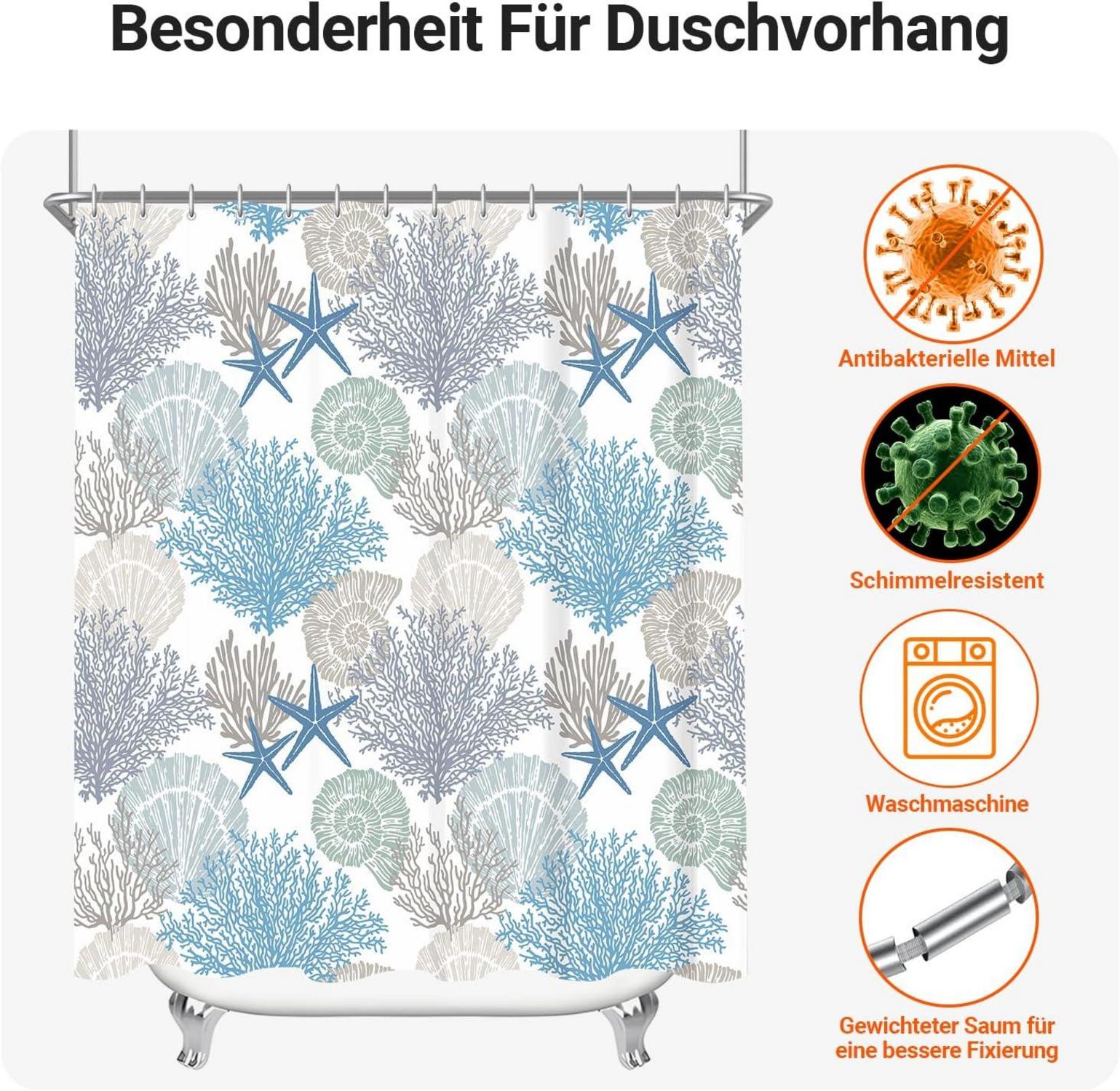 Duschvorhang Unterwasseralgen Antischimmel 240x200cm Wasserabweisend Polyester
