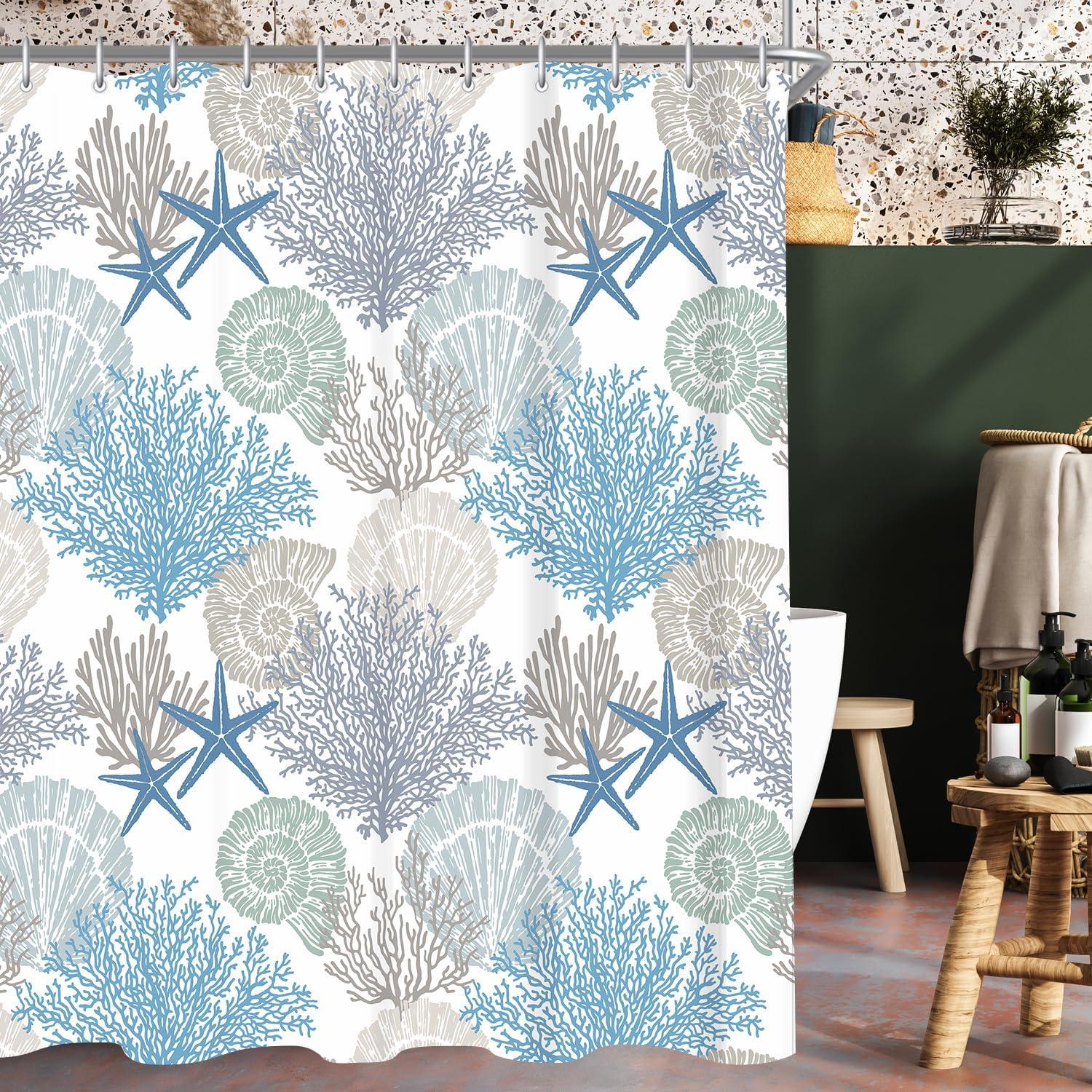 Lerores Duschvorhang Unterwasseralgen Antischimmel 240x200cm Textil Saum Wasserabweisend Polyester 16 Ösen Badevorhänge