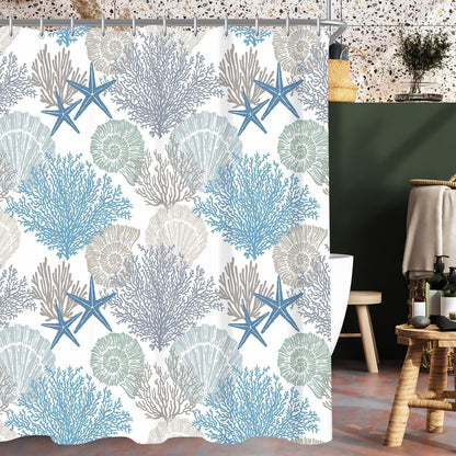 Lerores Duschvorhang Unterwasseralgen Antischimmel 240x200cm Textil Saum Wasserabweisend Polyester 16 Ösen Badevorhänge