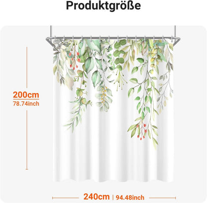 Duschvorhang Klare Blätter 240x200cm Wasserabweisend Antibakteriell
