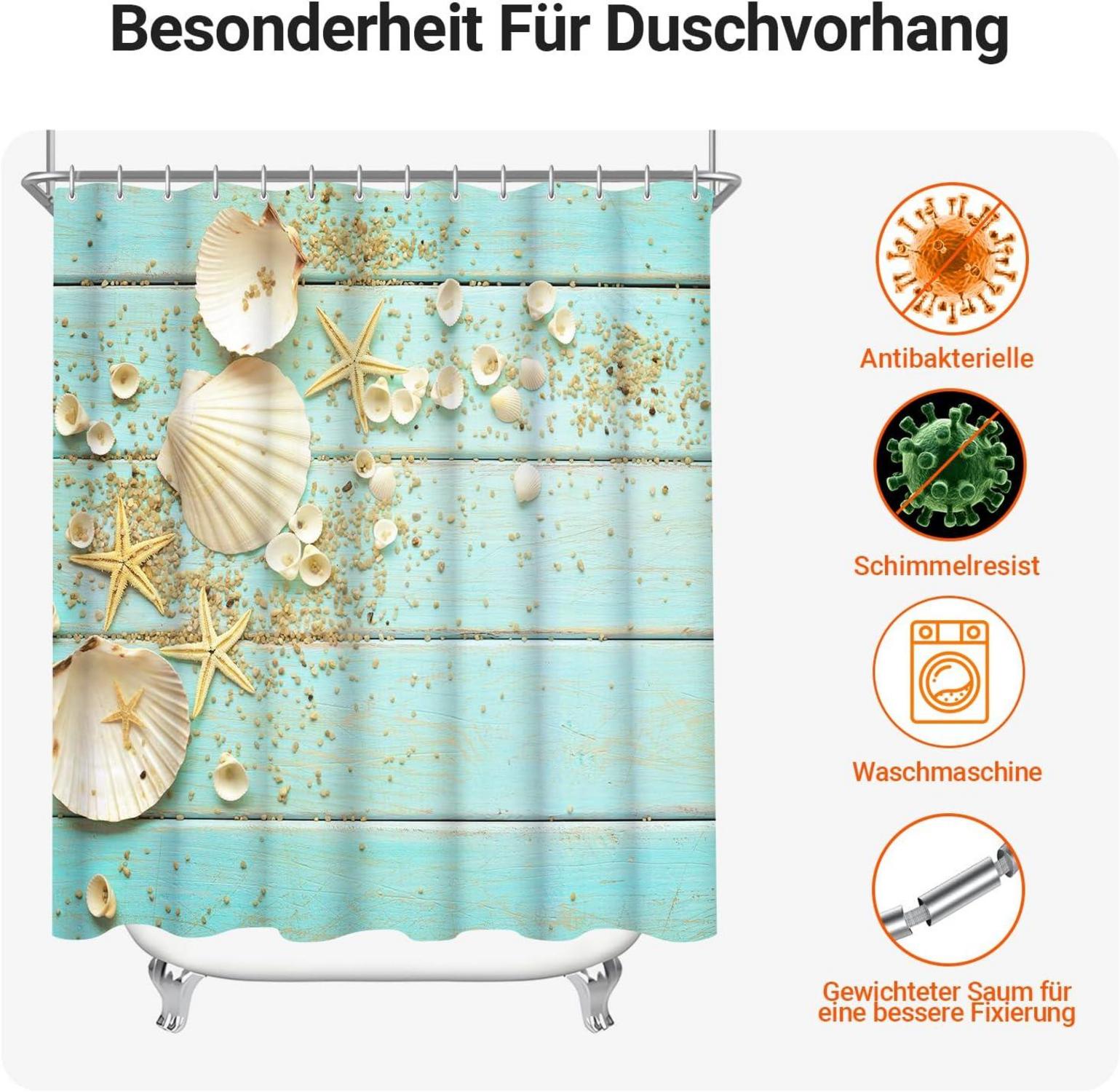 Duschvorhang 180x200cm Antischimmel Textil Wasserabweisend Badezimmer