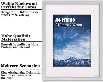 Bilderrahmen A4 Holzplakatrahmen Plexiglasfenster Wohnzimmer