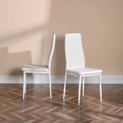 Esszimmergruppe Schwarz Tisch & 4 Weiß Stühle – Modernes 4er Set