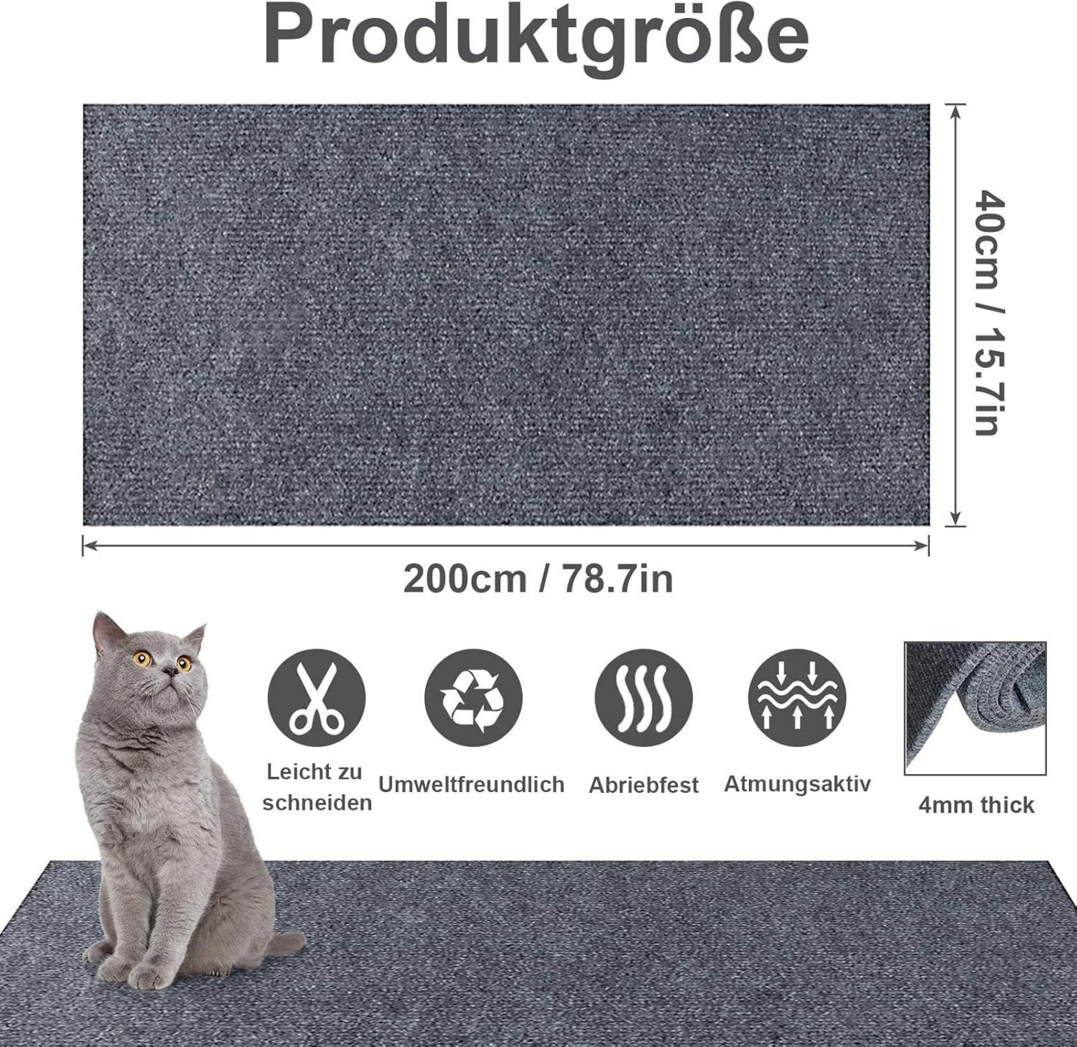 Kratzmatte Katze Selbstklebend Kratzschutz Sofa Wand 40cm 2m Dunkelgrau