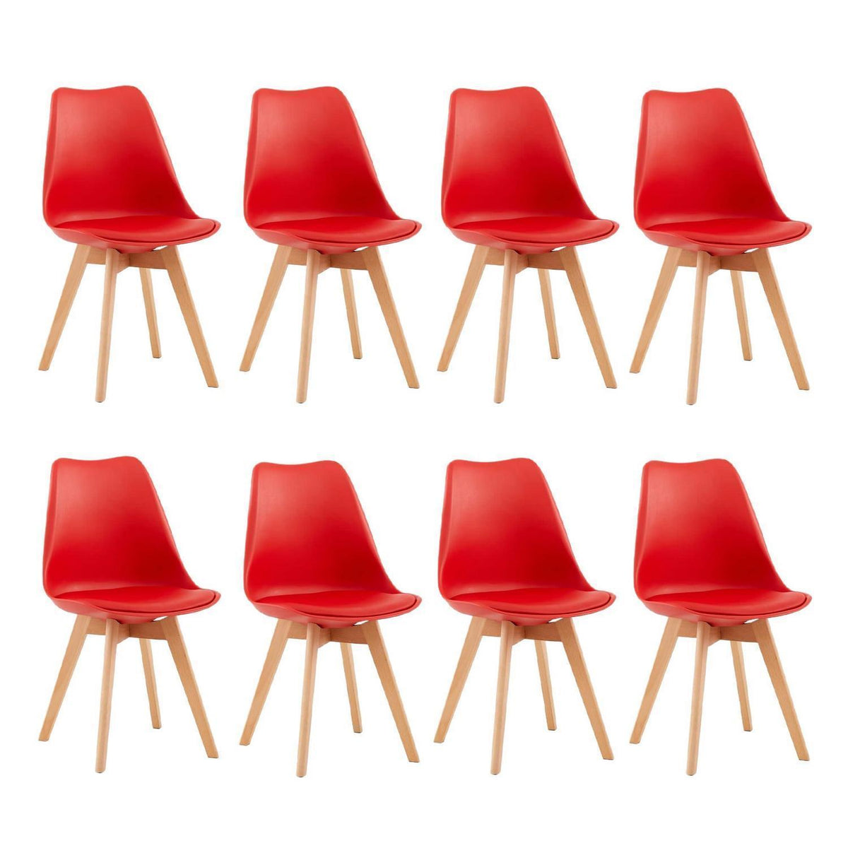 8 Esszimmerstühle Bugholz rot, skandinavisches Design
