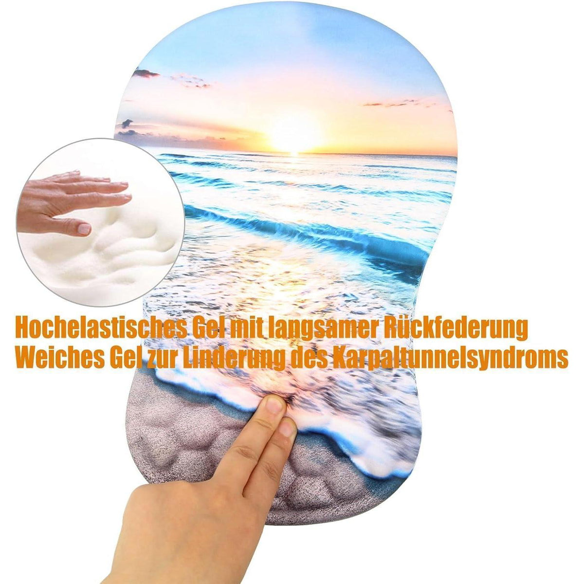 Ergonomisches Mauspad mit Handgelenkauflage, Meer & Strand