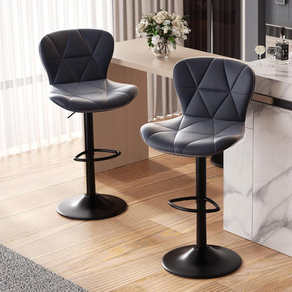 Barhocker 2er Set mit Rückenlehne, Höhenverstellbar, Dunkelgrau