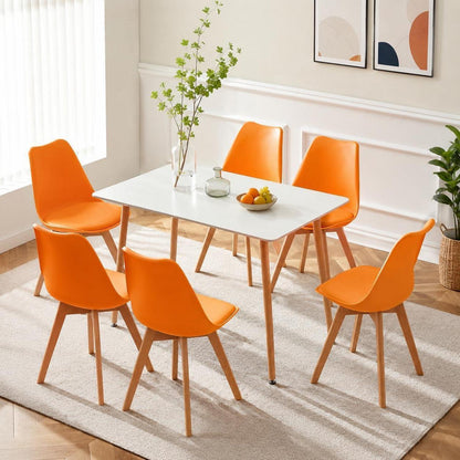 Esszimmerstühle Set 8 – Skandinavisch, Orange, Massivholz