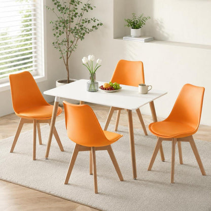 Esszimmerstühle Set 8 – Skandinavisch, Orange, Massivholz