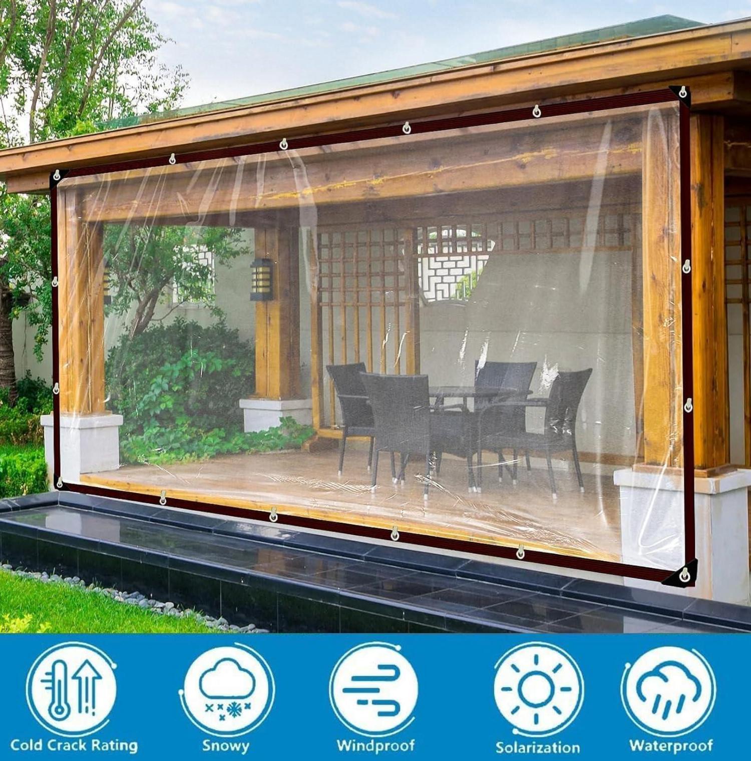 Transparente Plane 2x3m - Wasserdichte Abdeckplane mit Ösen