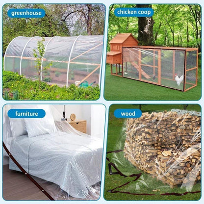 Wasserdichte Transparente Abdeckplane mit Ösen 2x4m für Gartenmöbel