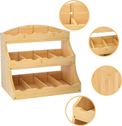 Tee-Organizer Bambus Holz 12 Fächer Teebeutel Aufbewahrung