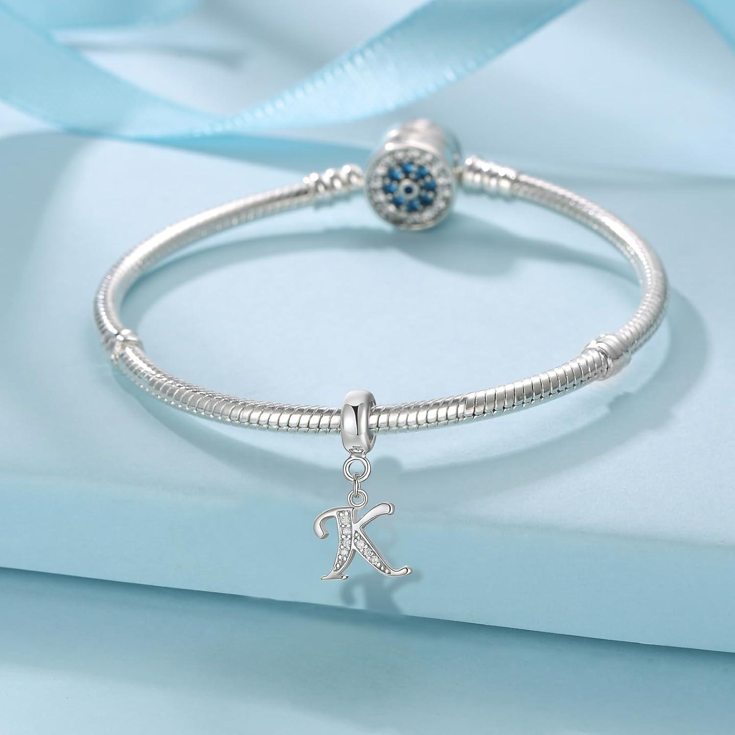 Symretie 925 Sterling Silber Buchstaben Charm Anhänger