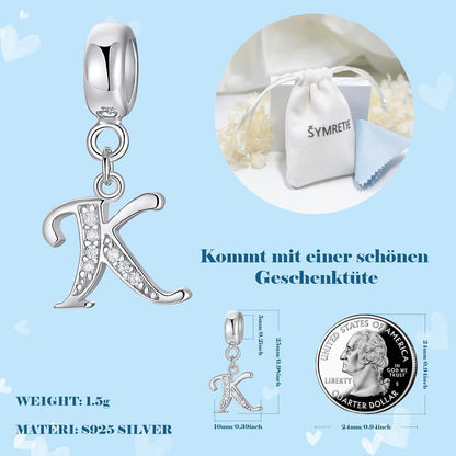 925 Sterling Silber Buchstaben Charm Anhänger Muttertagsgeschenk