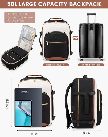 Handgepäck Rucksack 50L Laptop 17 Zoll Wasserdicht Damen