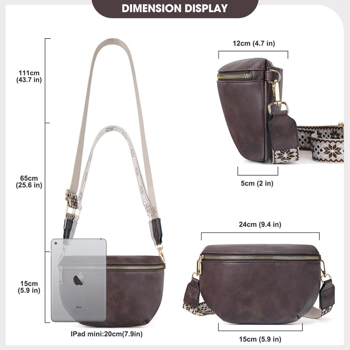 Damen Umhängetasche RFID Blockierung PU Leder Crossbody Bag