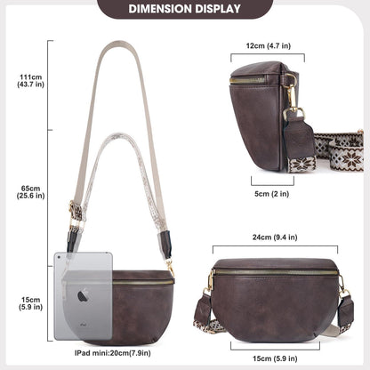 Damen Umhängetasche RFID Blockierung PU Leder Crossbody Bag