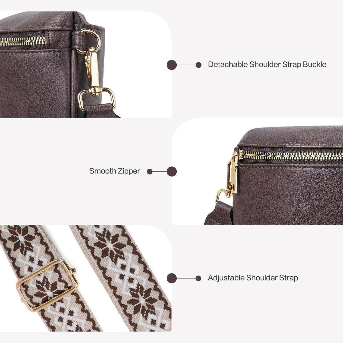 Damen Umhängetasche RFID Blockierung Crossbody Bag 2 Fächer