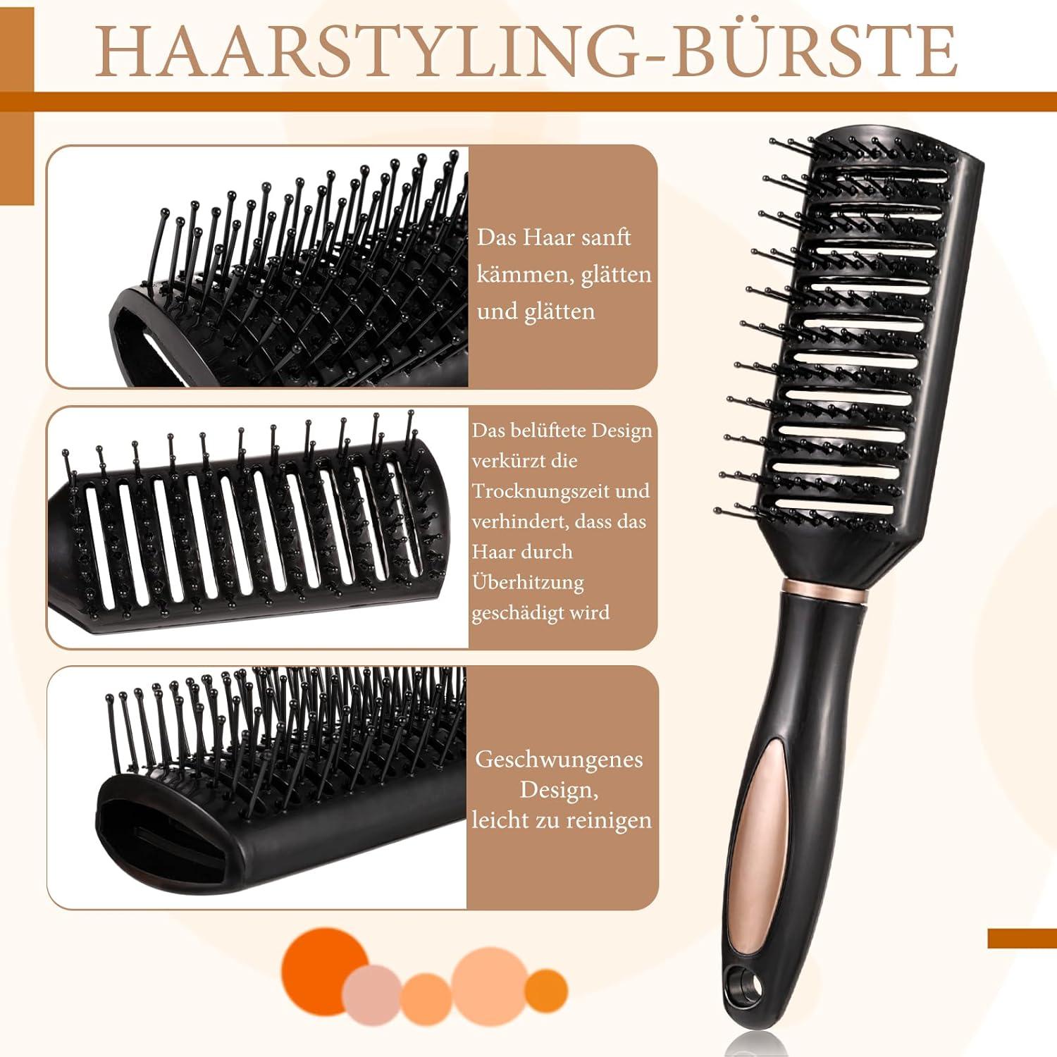 8-teiliges Haarbürsten Set für Haarpflege, Massage, antistatisch