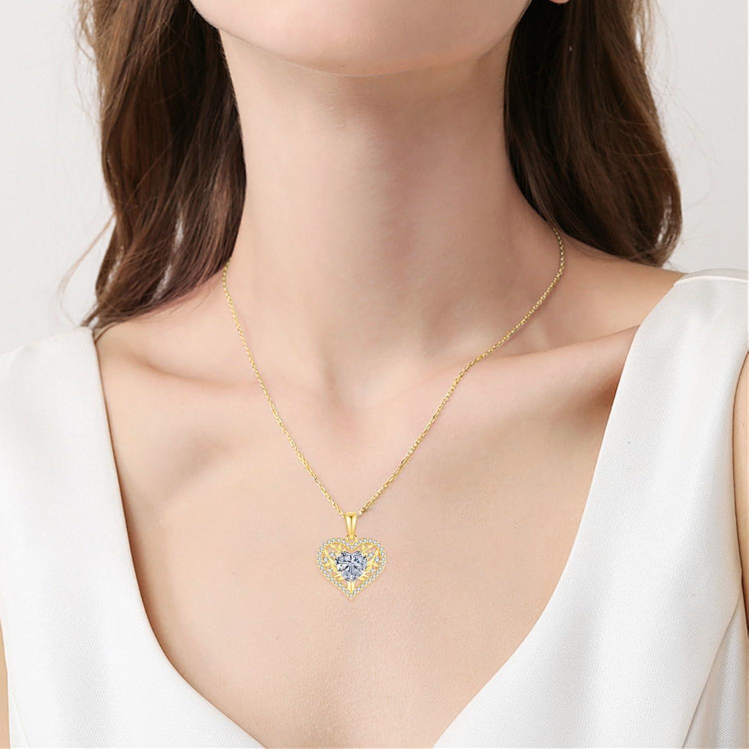 Lebensbaum Herz Halskette Damen Sterling Silber Geburtsstein Anhänger