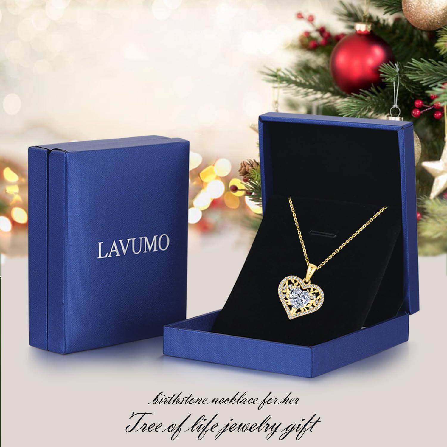 925 Sterling Silber Lebensbaum Herz Kette mit Geburtssteinanhänger
